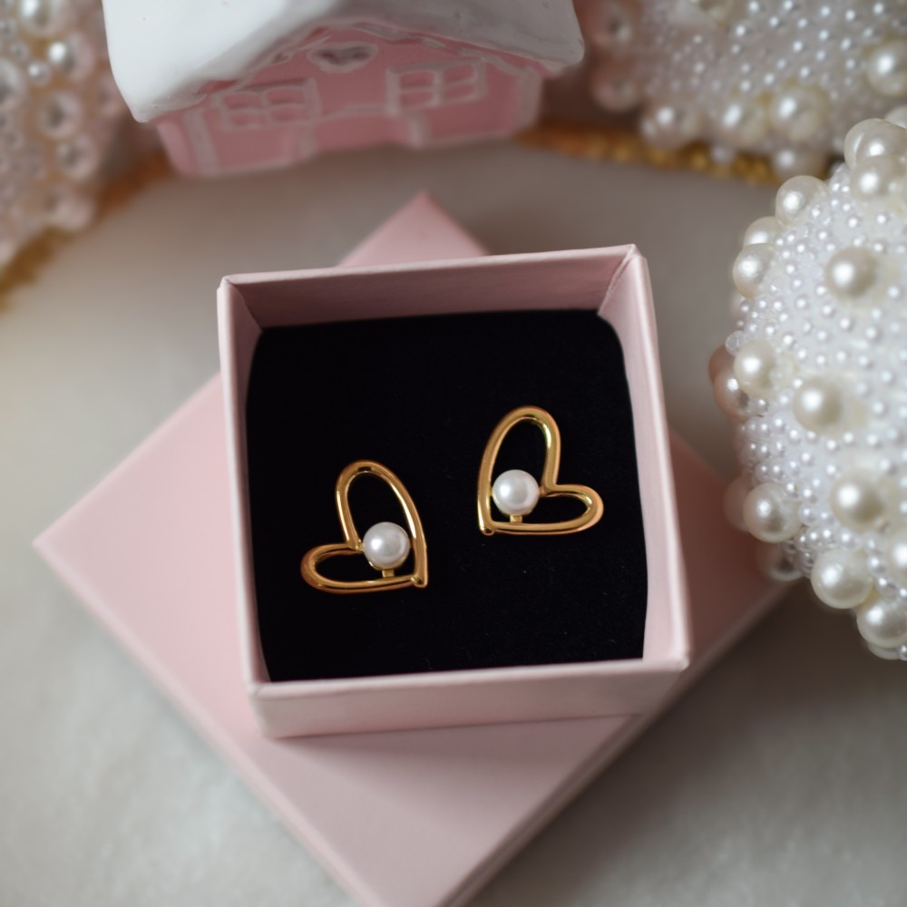 Kolczyki Heart with Pearl