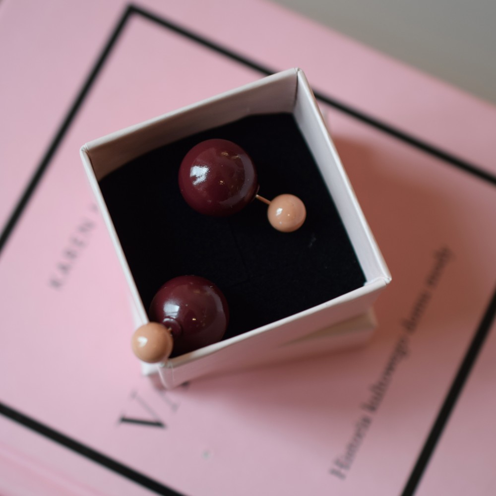 Kolczyki ICONIC BURGUND&BEIGE