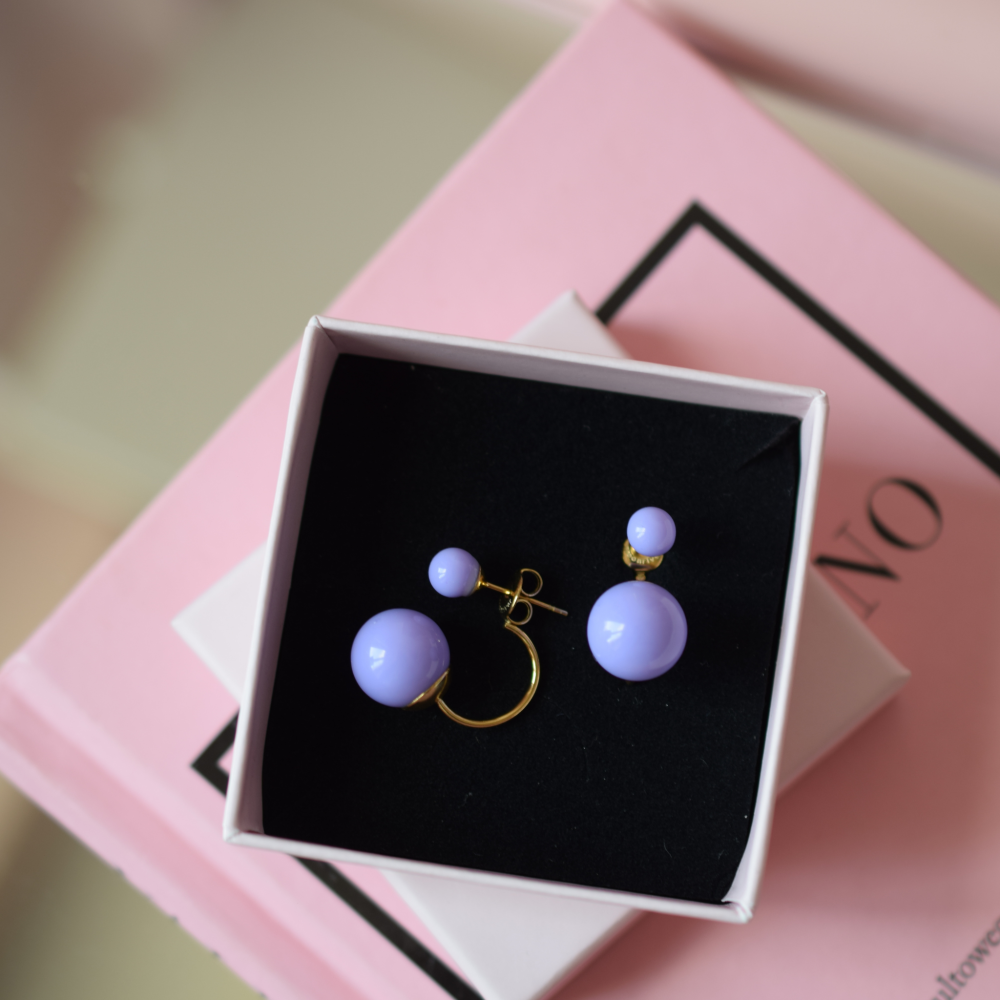 Kolczyki Double Ball Violet