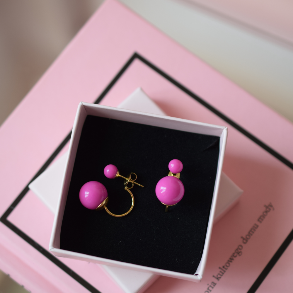 Kolczyki Double Ball Pink